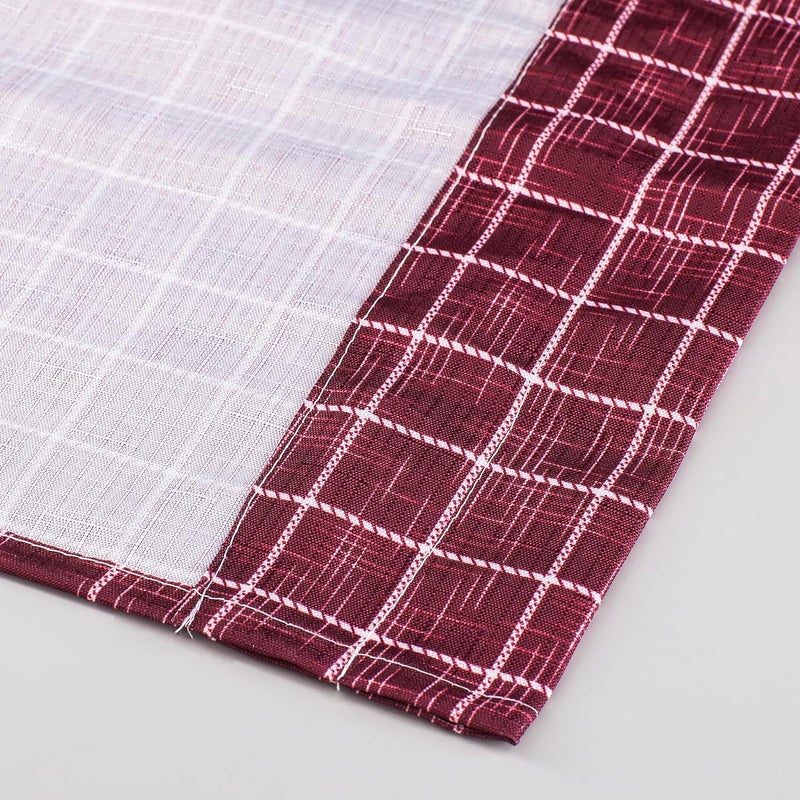 Decotex 3 Piece Live Love Laugh Gingham Check Plaid Kitchen Window Curtain Tiers and Valance Set (Burgundy, 36" Tiers with 14" Valance) - Image 3